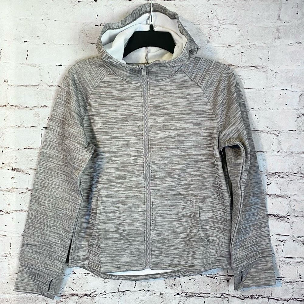 Z by Zella Girls Gray Thumbhole Full Zip Hooded Timeout Tech Jacket XL 14/16